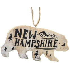 Rustic Wood New Hampshire Bear Ornament