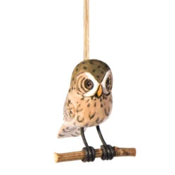 Carved Dark Brown Owl Ornament