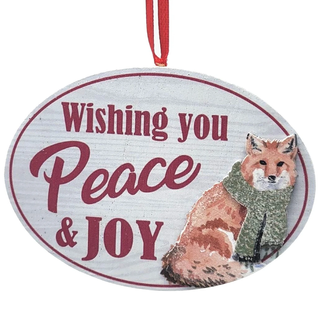 Kurt Adler Wishing You Peace & Joy Woodland Fox Ornament 1 Kurt Adler Wishing You Peace & Joy Woodland Fox Ornament