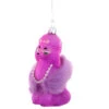 Dark Pink Glam Poodle Ornament With Fluffy Boa