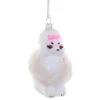 White Glam Poodle Christmas Ornament