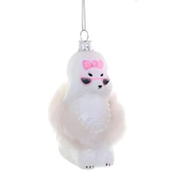 White Glam Poodle Christmas Ornament