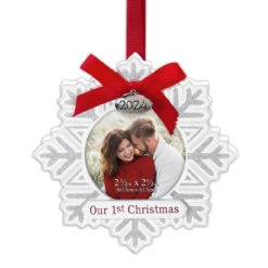 Our First Christmas 2024 Snowflake Frame Ornament