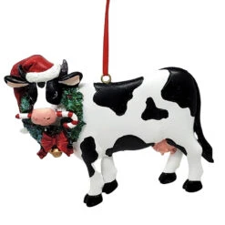 Kurt Adler Cow With Wreath Ornament