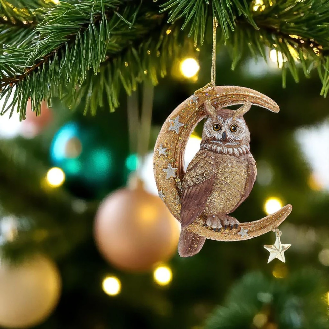 Kurt Adler Owl On Gold Moon Ornament 2 Kurt Adler Owl On Gold Moon Ornament - Image 2