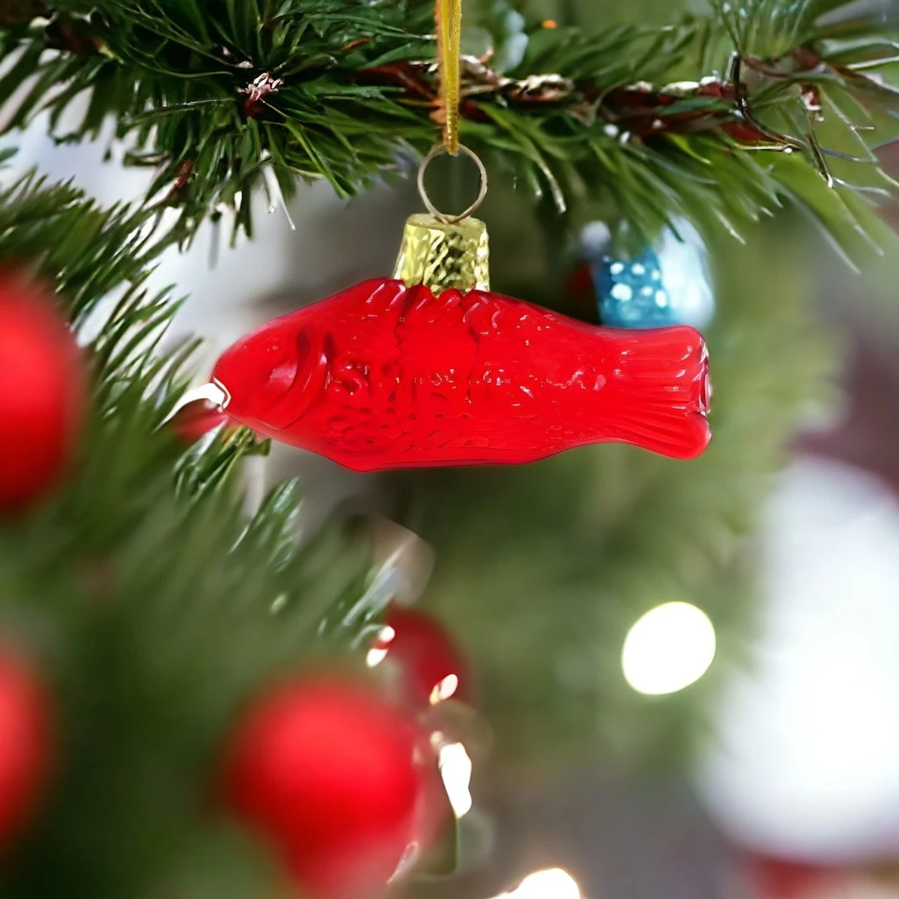 Red Gummi Fish Christmas Ornament 2 Red Gummi Fish Christmas Ornament - Image 2