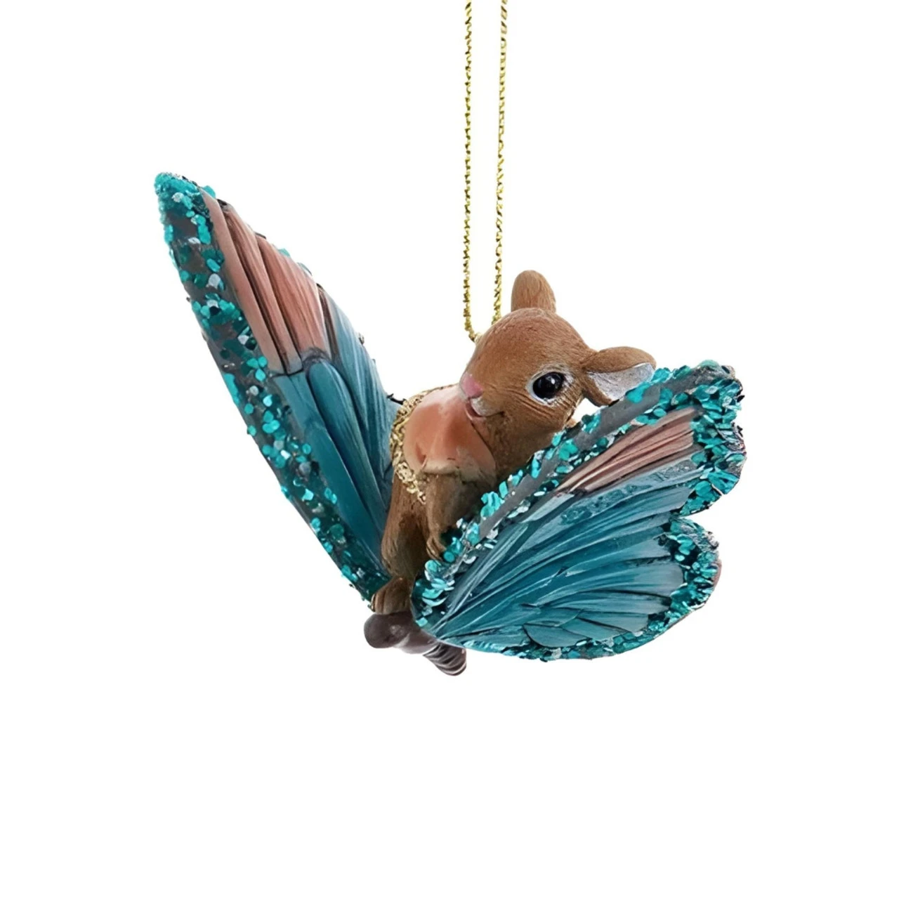 Kurt Adler Mouse In Orange Vest Butterfly Ornament 1 Kurt Adler Mouse In Orange Vest Butterfly Ornament