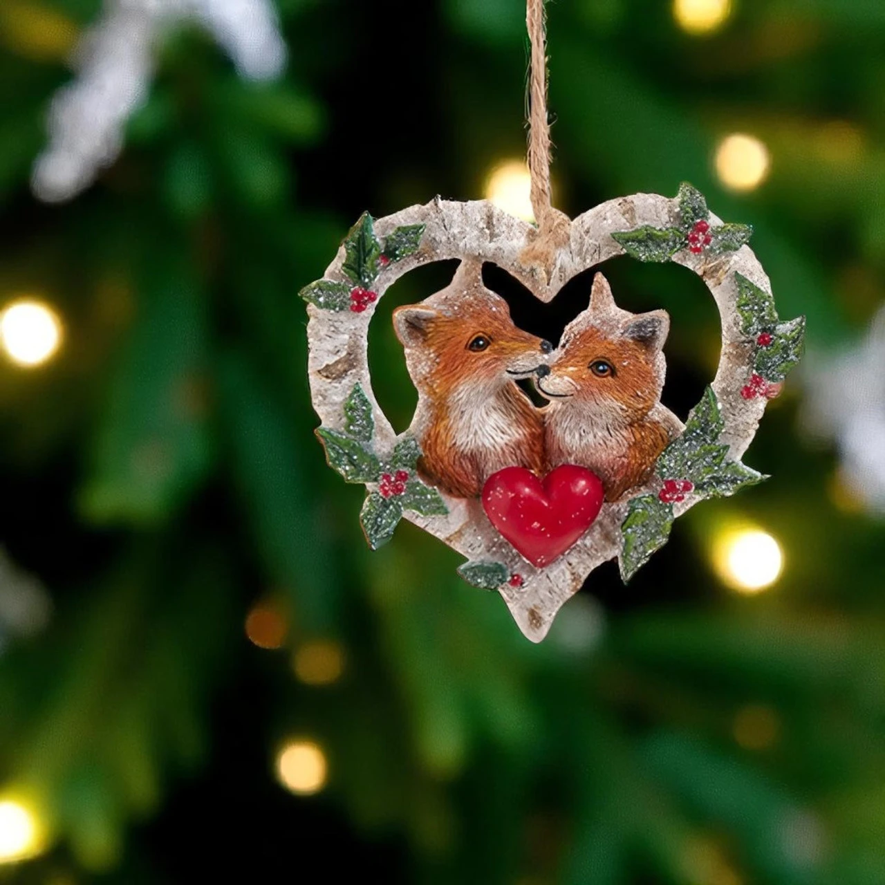 Kurt Adler Birch Berries Heart Fox Ornament 2 Kurt Adler Birch Berries Heart Fox Ornament - Image 2