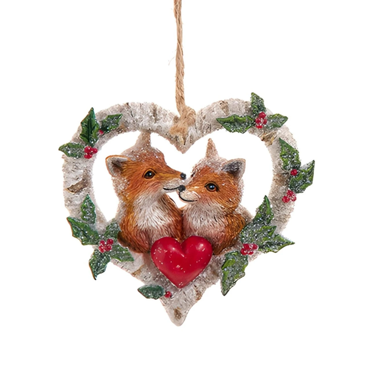 Kurt Adler Birch Berries Heart Fox Ornament 1 Kurt Adler Birch Berries Heart Fox Ornament