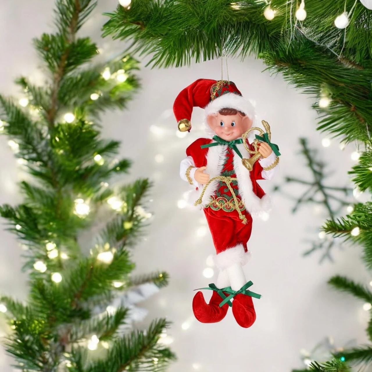 Fabric Pixie Elf With Musical Instrument Ornament 2 Fabric Pixie Elf With Musical Instrument Ornament - Image 2