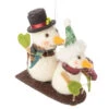 Felt Snowman Couple On Toboggan Ornament