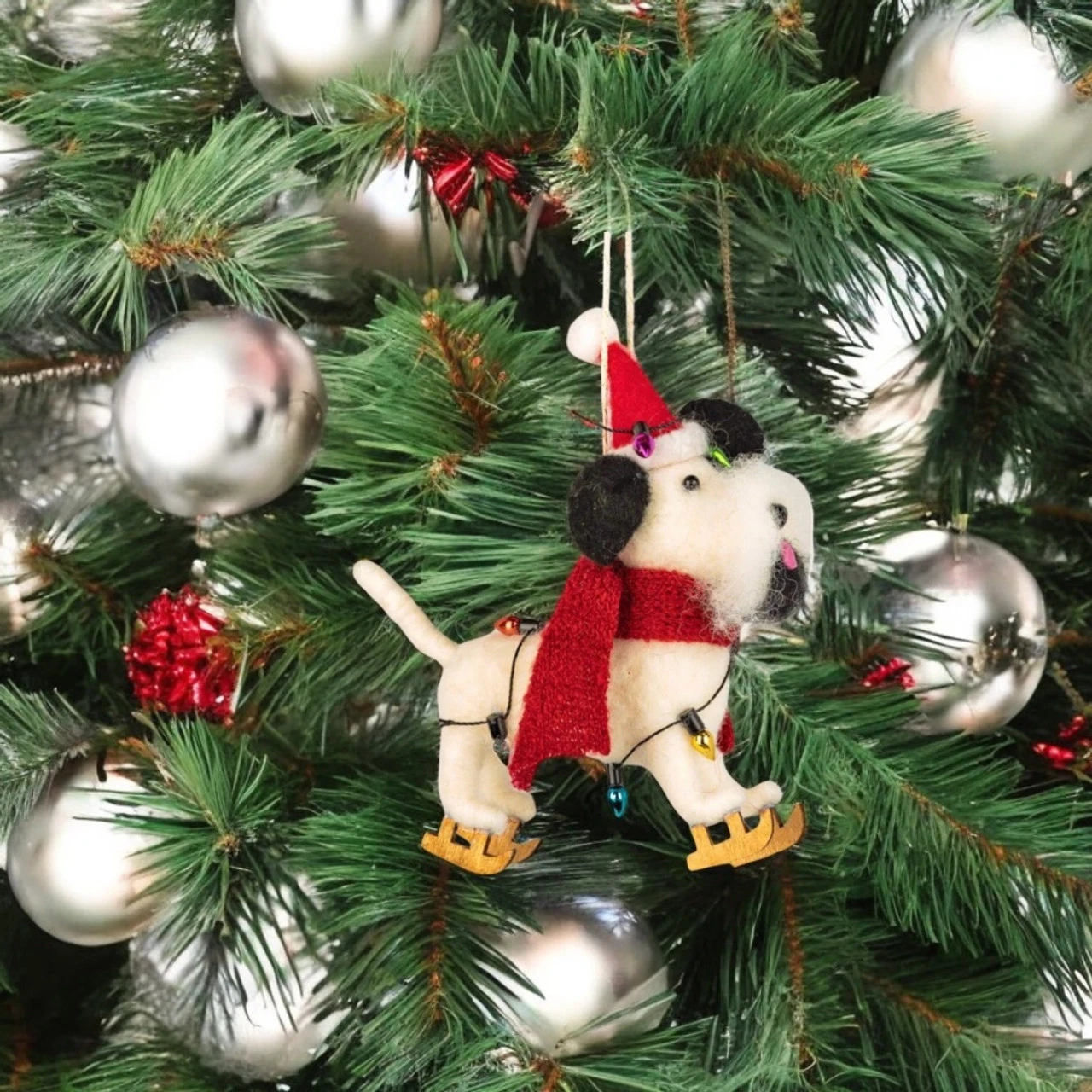 Felt Dog With Goatee On Skis Ornament 2 Felt Dog With Goatee On Skis Ornament - Image 2