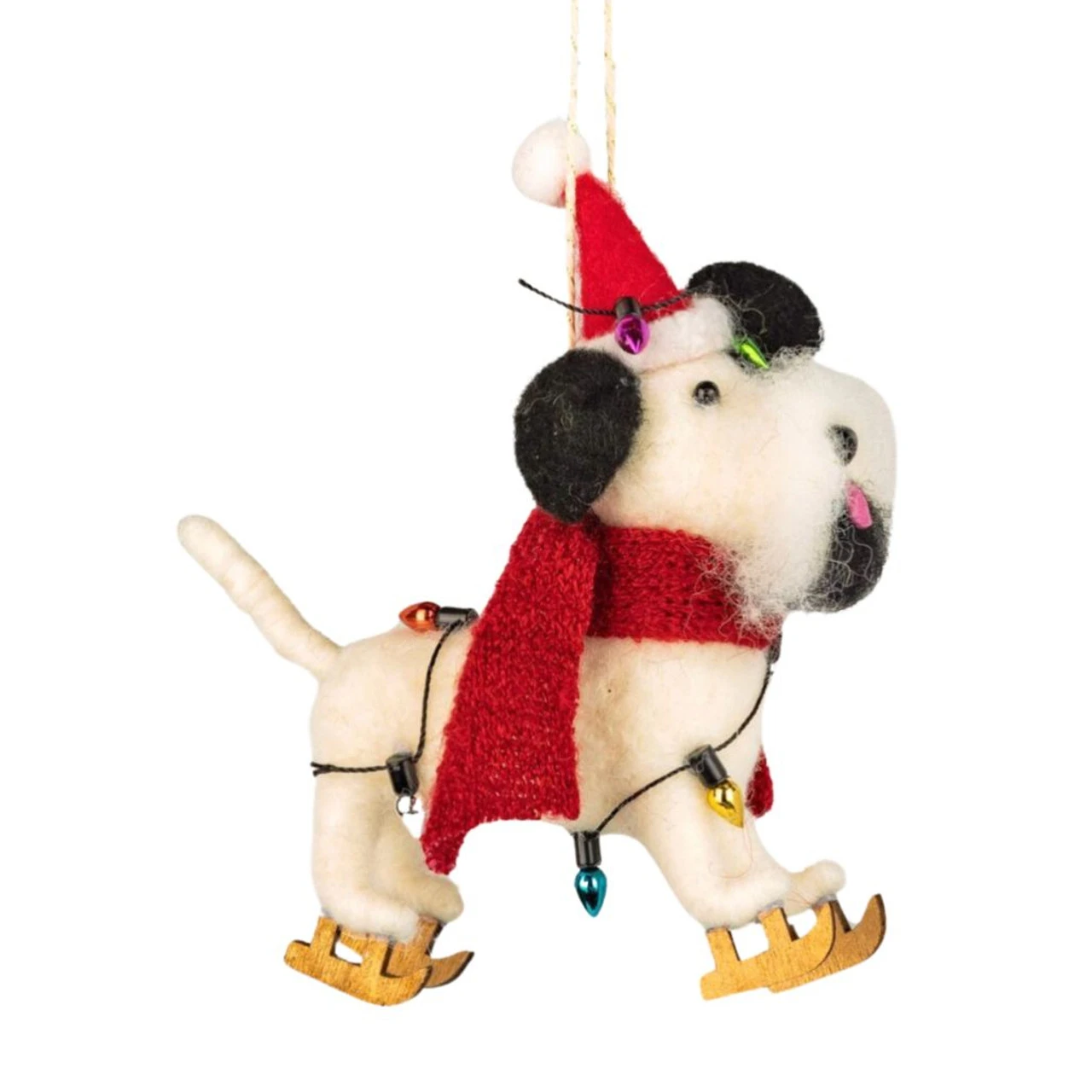 Felt Dog With Goatee On Skis Ornament 1 Felt Dog With Goatee On Skis Ornament