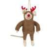 Felt Reindeer With Red Antlers Ornament
