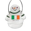 Snowman With Ireland Flag Ceramic Ornament
