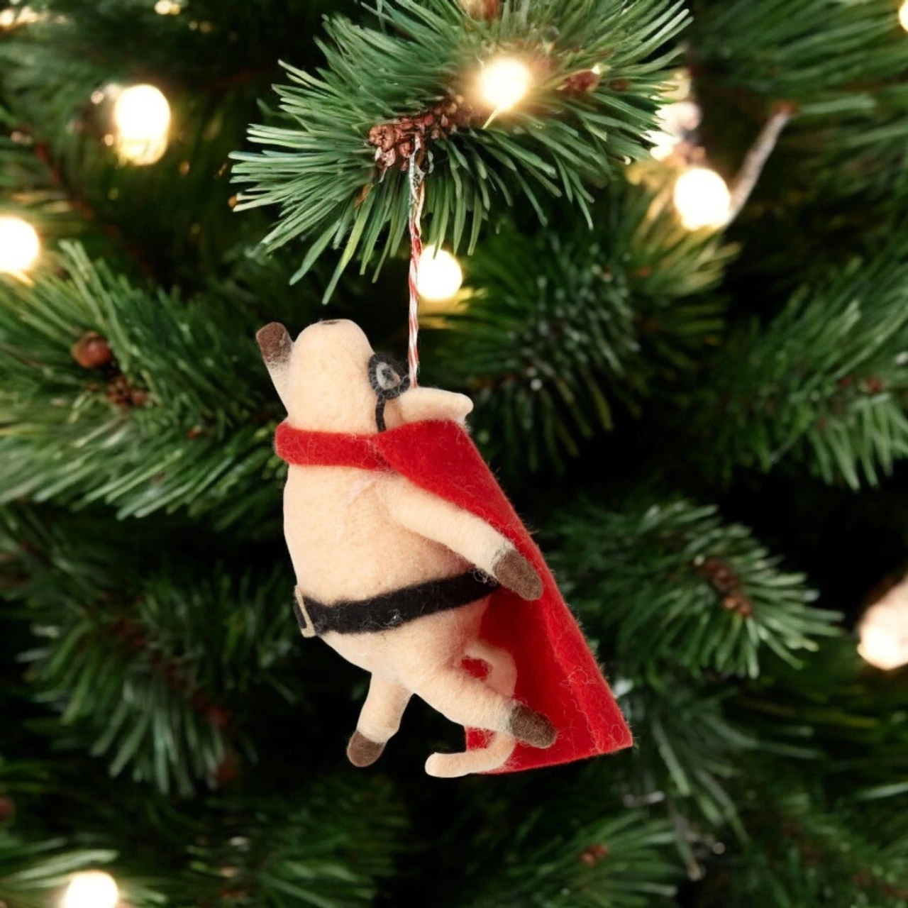 Felt Flying Pig Superhero Ornament 2 Felt Flying Pig Superhero Ornament - Image 2