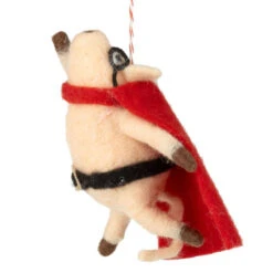 Felt Flying Pig Superhero Ornament
