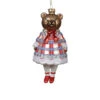 Glass Bear In Dress Ornament