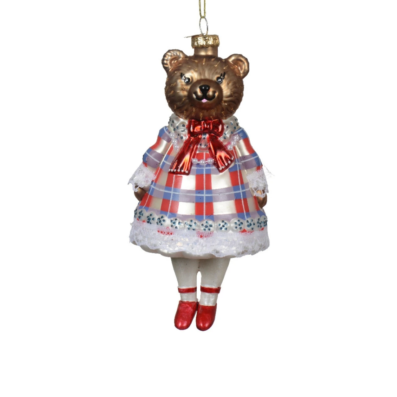 Glass Bear In Dress Ornament 1 Glass Bear In Dress Ornament