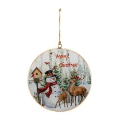 Snowman And Deer Merry Christmas Disc Ornament -Christmas Loft Shop 011524 1 71413.1725988286