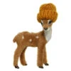 Deer Wearing Orange Knit Hat Ornament
