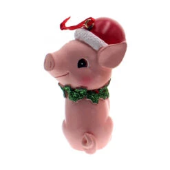 Kurt Adler Sitting Pink Pig Santa Hat Christmas Ornament -Christmas Loft Shop 011990B 3 99540.1750865563