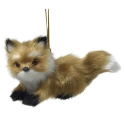 Kurt Adler Furry Light Brown Fox Ornament