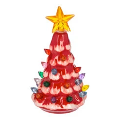 LED Light Up Retro Red Tree Mini Shimmer