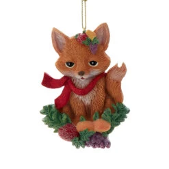 Kurt Adler Fox On Fruit Cluster Ornament