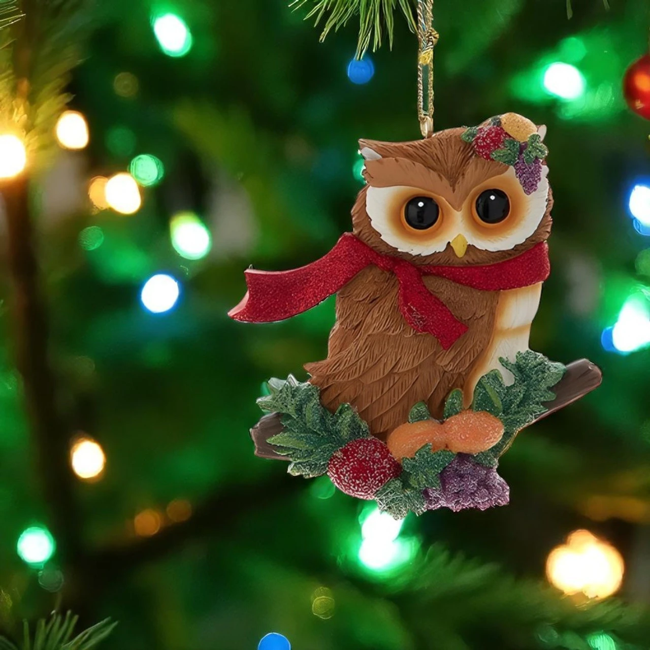 Kurt Adler Owl On Fruit Cluster Ornament 2 Kurt Adler Owl On Fruit Cluster Ornament - Image 2