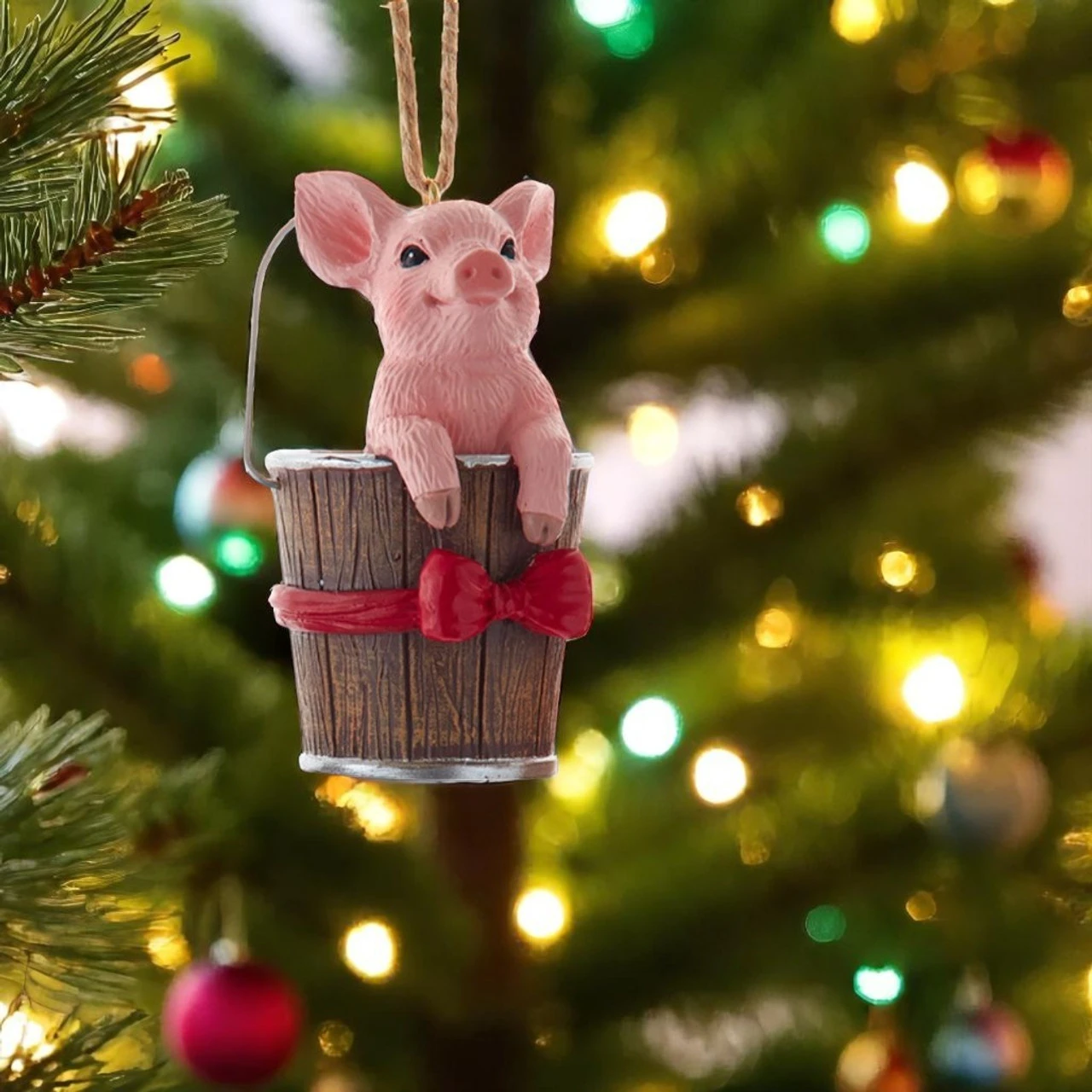 Kurt Adler Pig In Bucket Ornament 2 Kurt Adler Pig In Bucket Ornament - Image 2