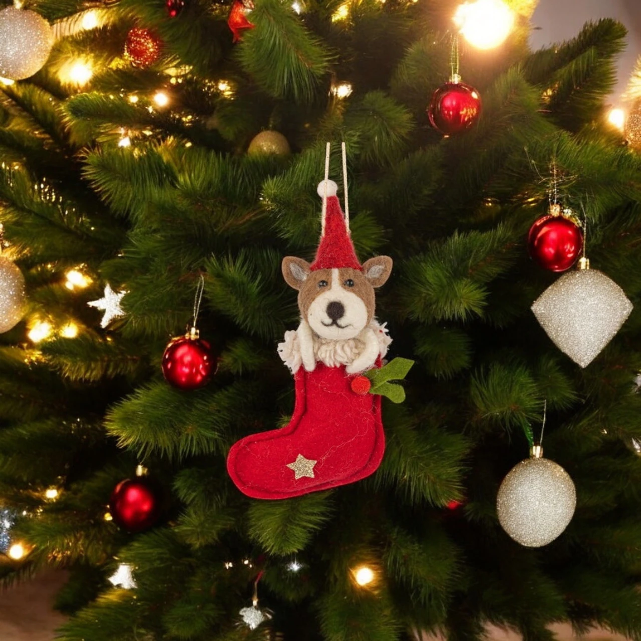 Felt Dog In Stocking Ornament 2 Felt Dog In Stocking Ornament - Image 2