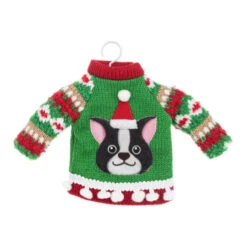 Frenchie Holiday Sweater Ornament