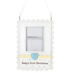 Boy Baby's First Christmas Frame Ornament