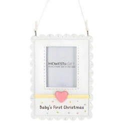 Girl Baby's First Christmas Frame Ornament