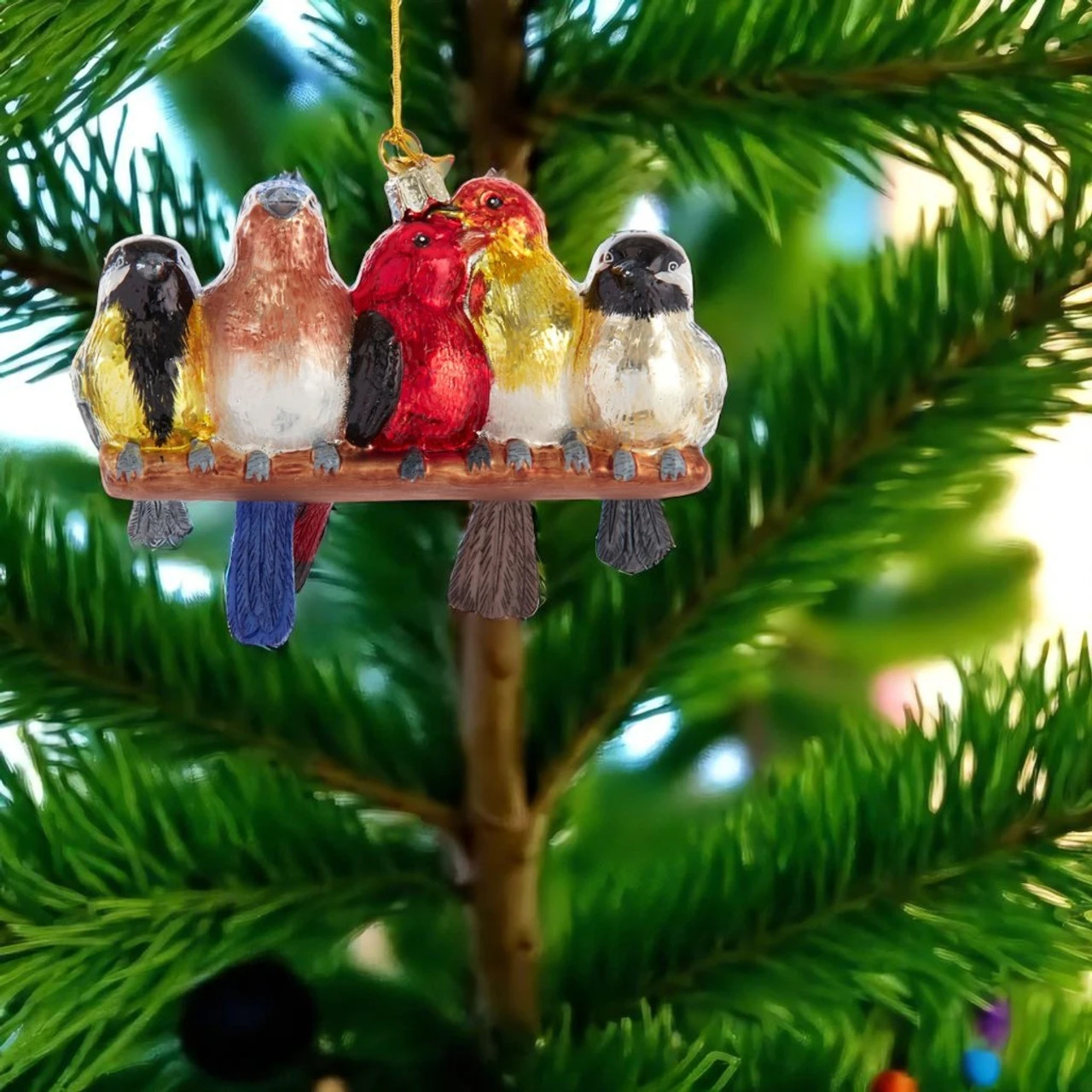 Kurt Adler Noble Gems Glass Songbirds On Branch Ornament 2 Kurt Adler Noble Gems Glass Songbirds On Branch Ornament - Image 2