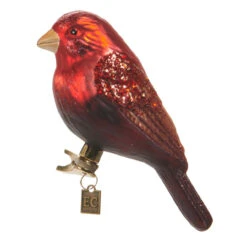 5.5 Inch Red & Brown Bird Clip-On Ornament