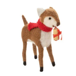Felt Reindeer Holding Present