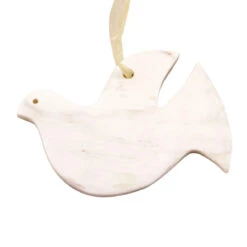 White Dove Cow Horn Ornament