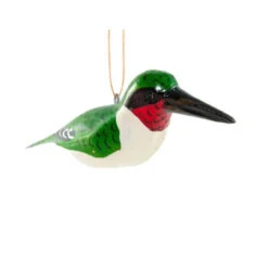Ruby-Throated Hummingbird Wood Ornament