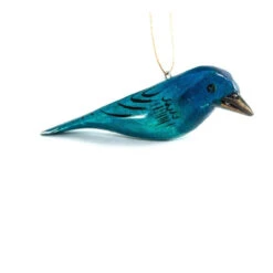 Indigo Bunting Wood Bird Ornament