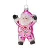 Peppermint Candy Santa Glass Ornament