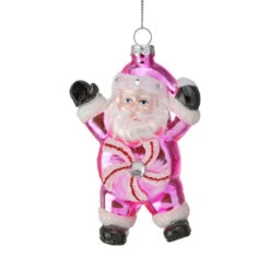 Peppermint Candy Santa Glass Ornament
