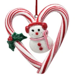 Kurt Adler Candy Cane Heart Snowman Ornament