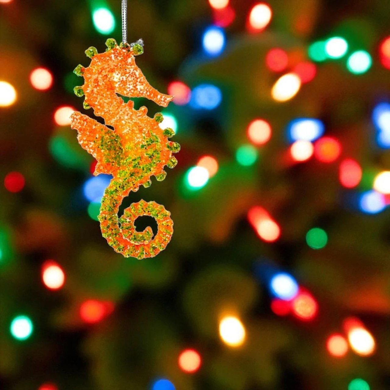 Kurt Adler Glow In The Dark Orange Seahorse Ornament 2 Kurt Adler Glow In The Dark Orange Seahorse Ornament - Image 2