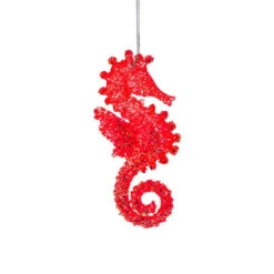 Kurt Adler Glow In The Dark Red Seahorse Ornament