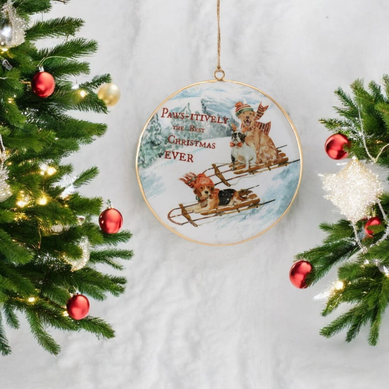 Sledding Dogs Disc Ornament 2 Sledding Dogs Disc Ornament - Image 2