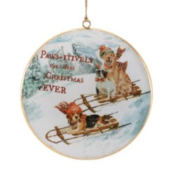 Sledding Dogs Disc Ornament