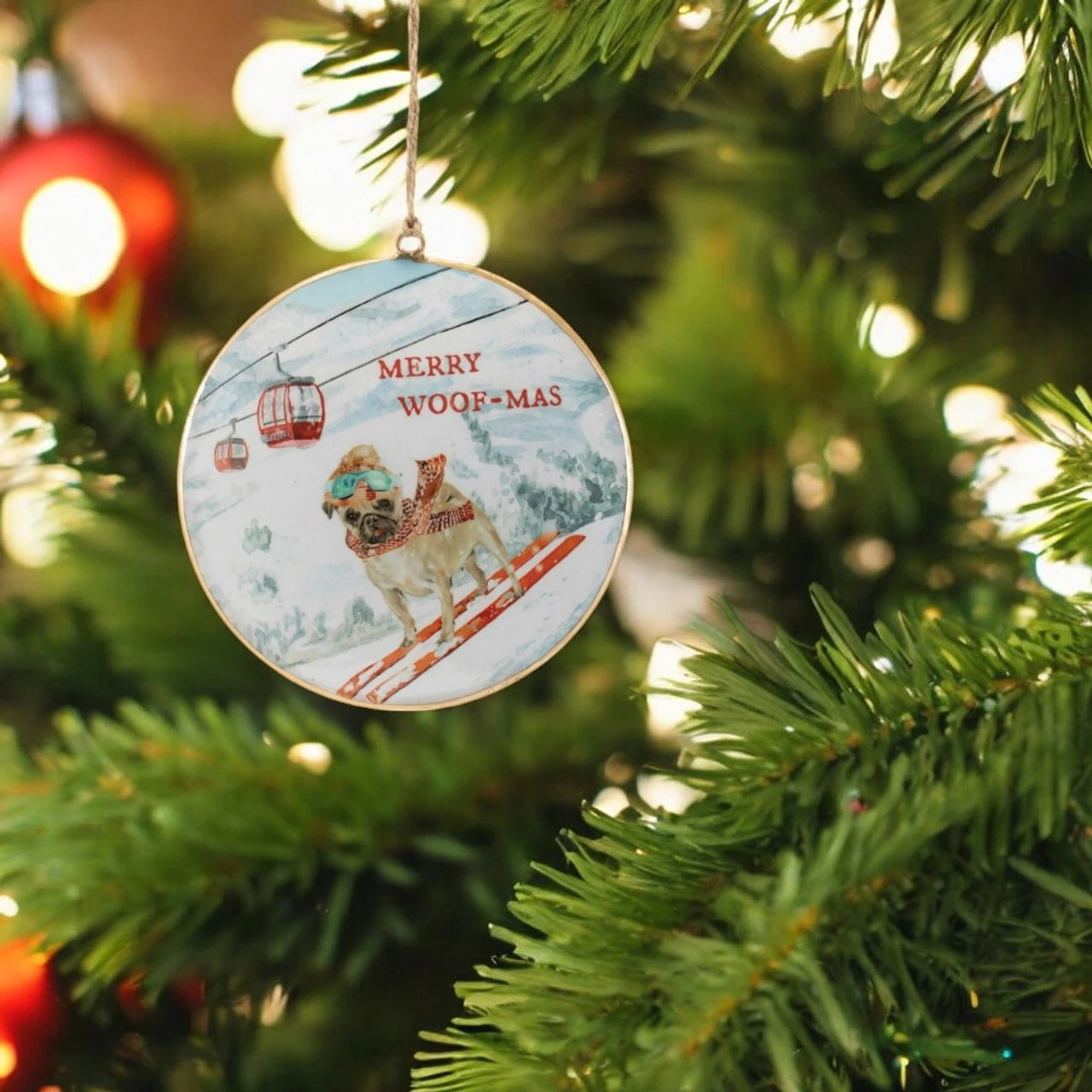Skiing Dogs Disc Ornament 2 Skiing Dogs Disc Ornament - Image 2