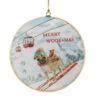 Skiing Dogs Disc Ornament
